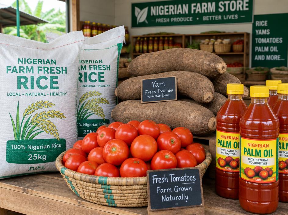 Local Rice 25kg, Yams & Palm Oil – Bulk